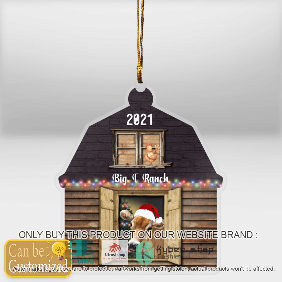barn cattle chicken personalized christmas trees ornament 1 73718