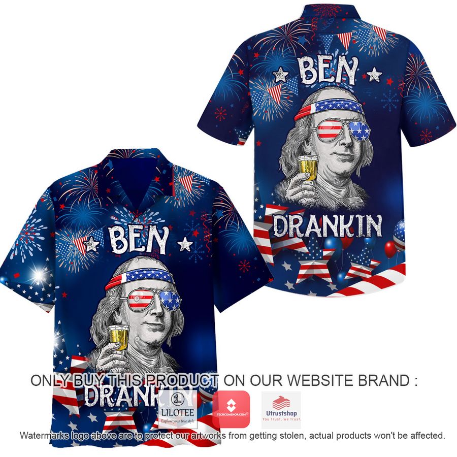ben drankin us flag firework cheer hawaiian shirt 1 42167