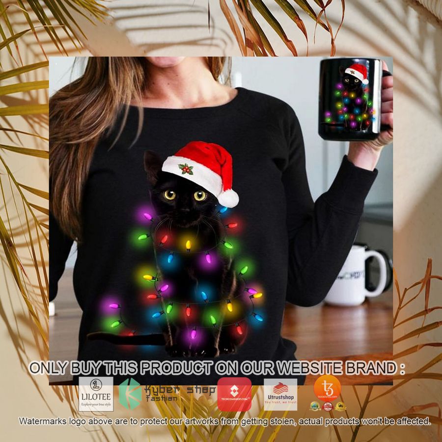 black cat light christmas 2d shirt hoodie 1 88885