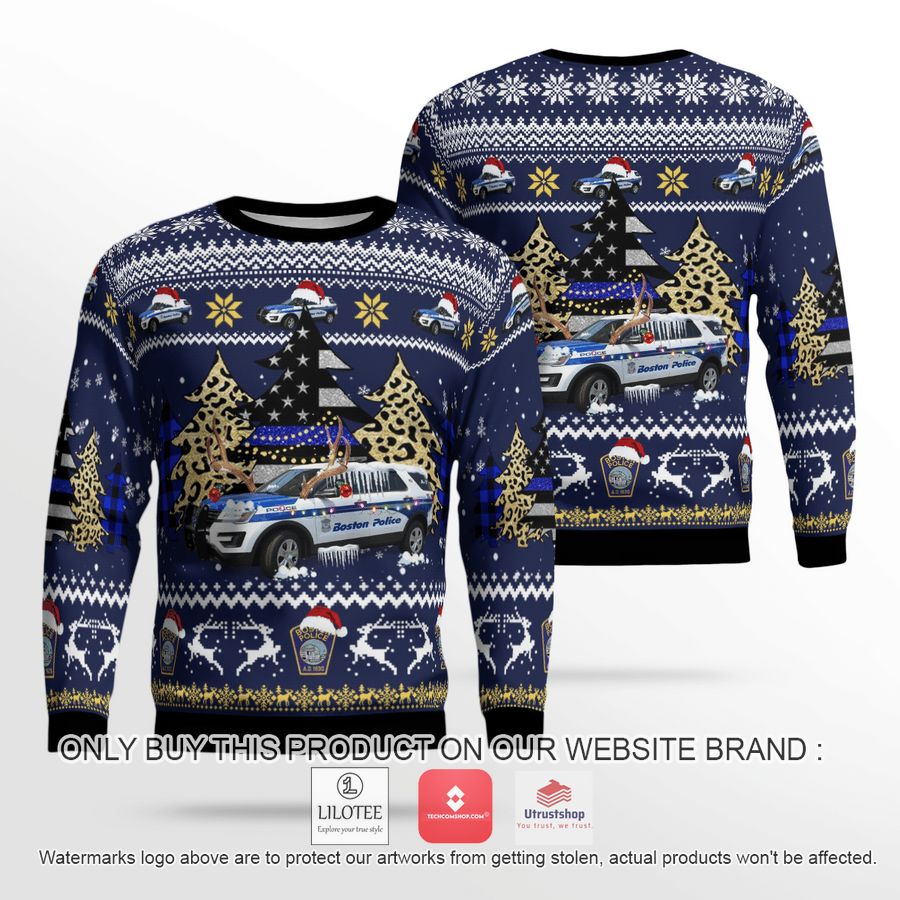 boston police department bpd ford police interceptor utility christmas sweater 2 26050