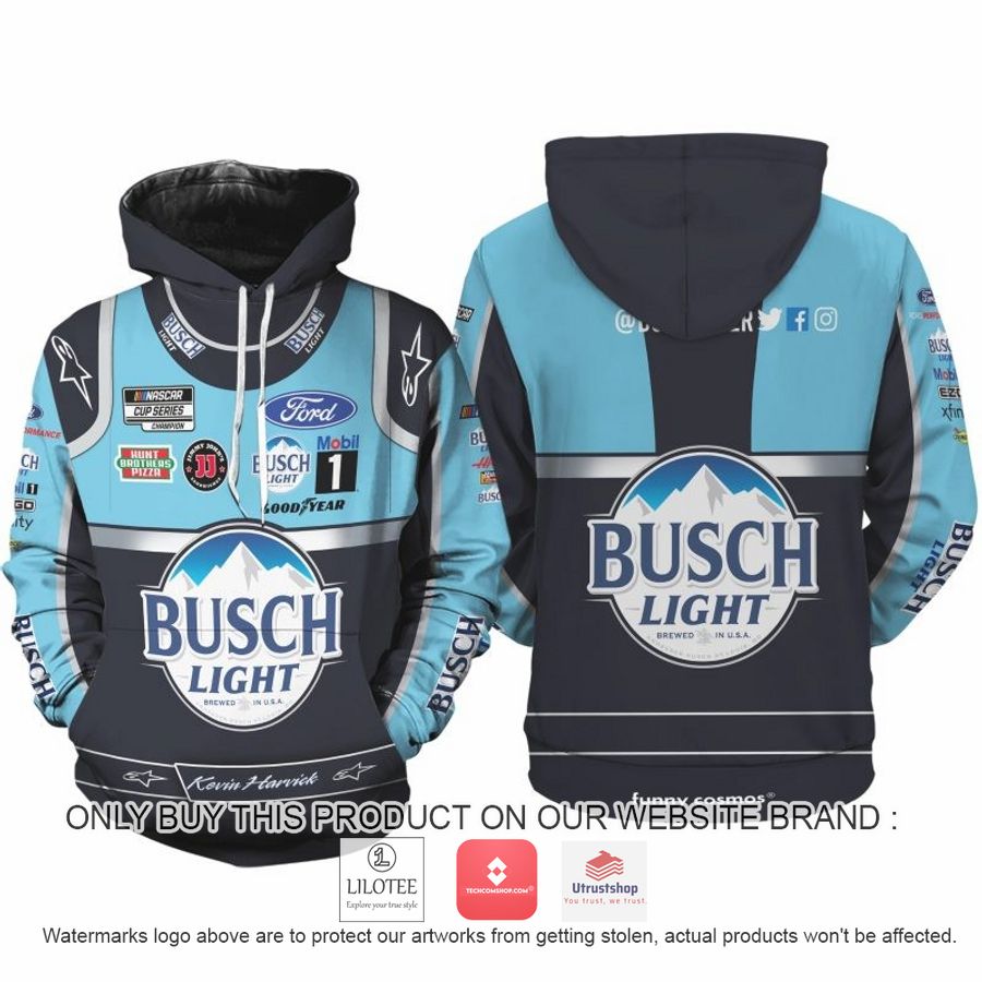 busch light kevin harvick nascar 2022 racing 3d shirt hoodie 1 1306
