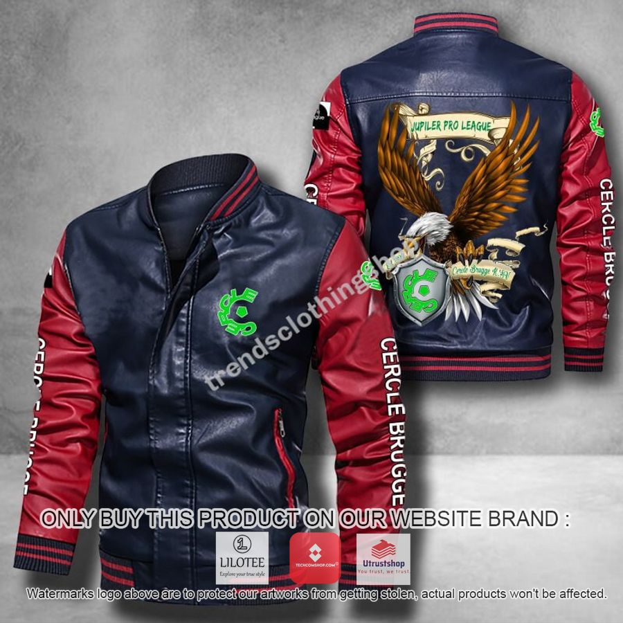 cercle brugge eagle league leather bomber jacket 4 94257
