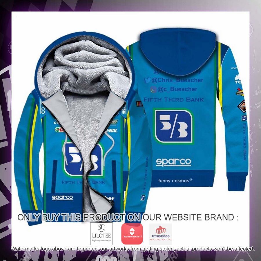chris buescher nascar 2022 racing blue fleece hoodie 2 61205