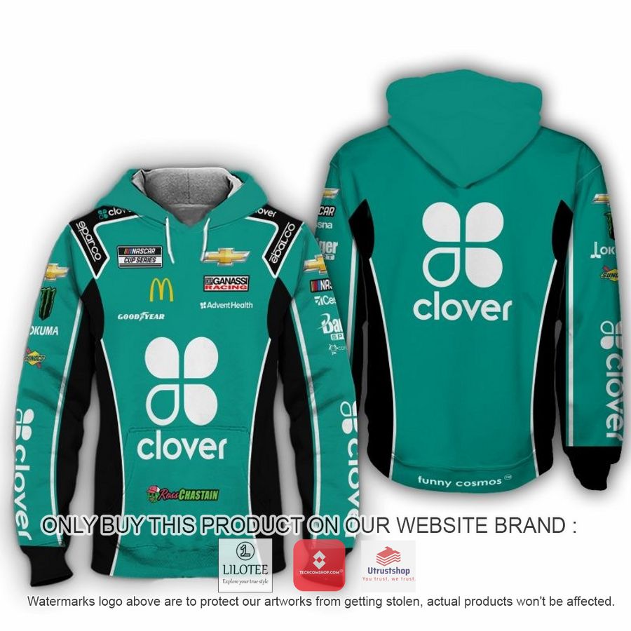 clover ross chastain nascar 2022 racing 3d shirt hoodie 1 50326