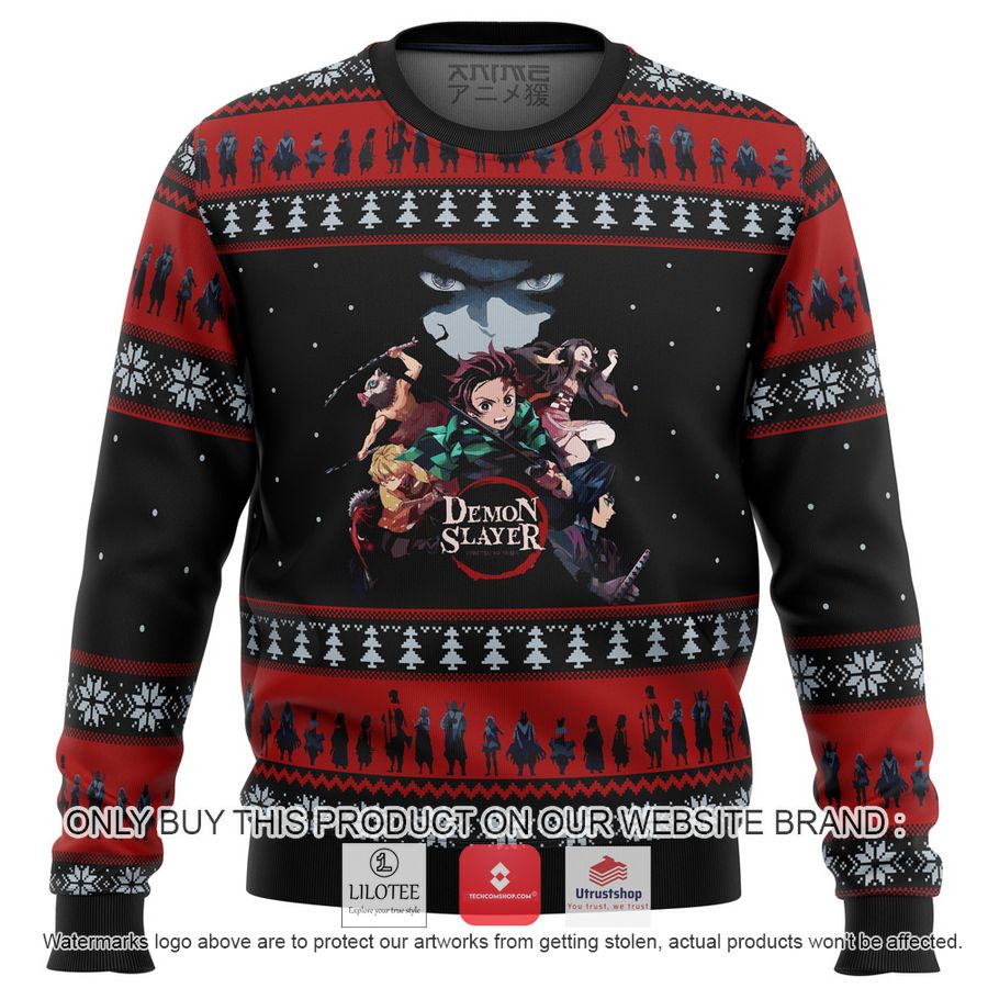 demon slayer poster knitted wool sweater 1 28632
