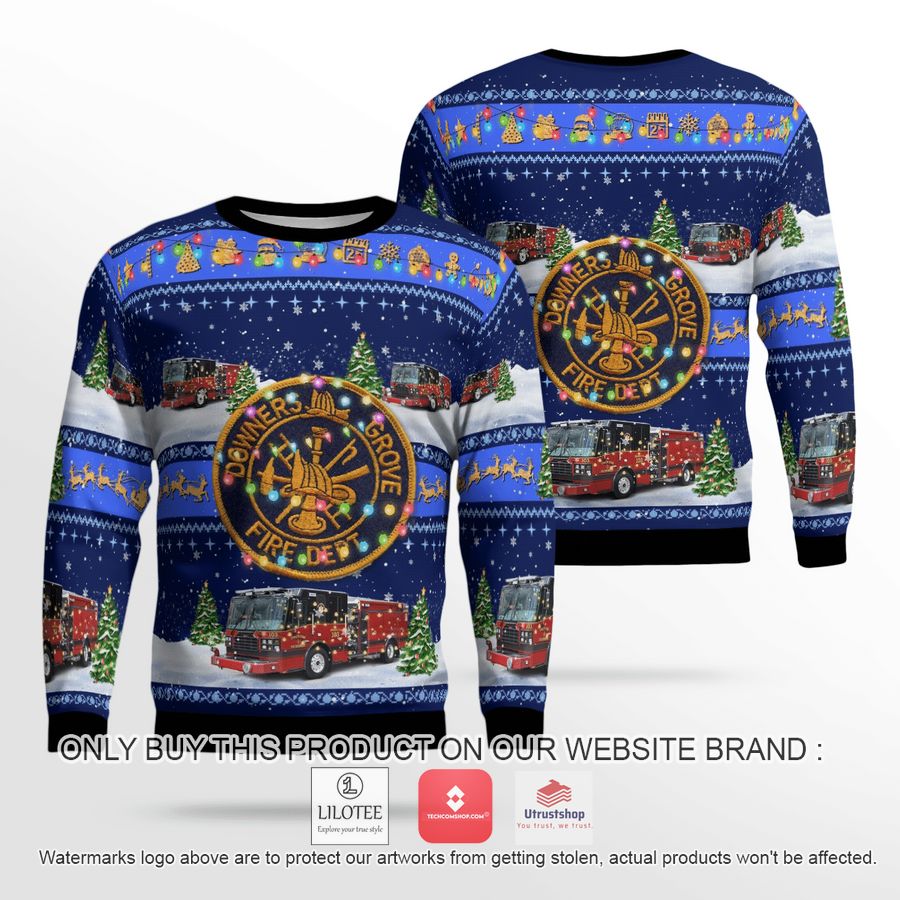 downers grove dupage county illinois downers grove fire department blue christmas sweater 2 5061