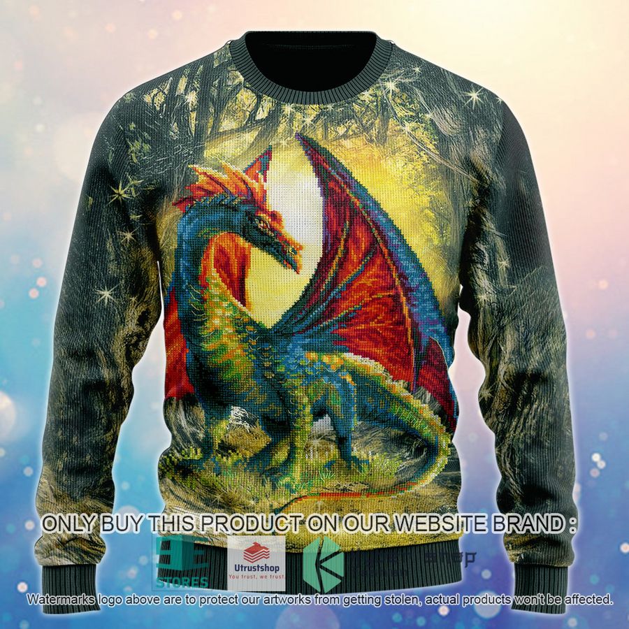 dragon paint green ugly christmas sweater 1 21808