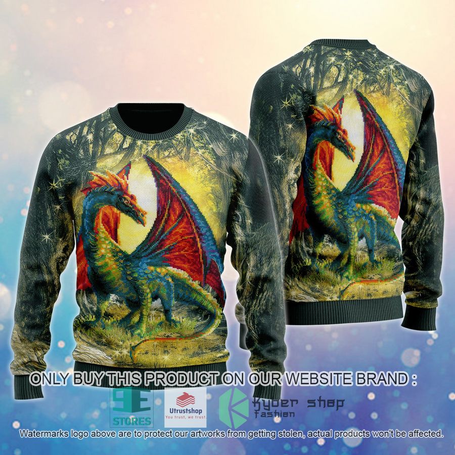 dragon paint green ugly christmas sweater 2 75709