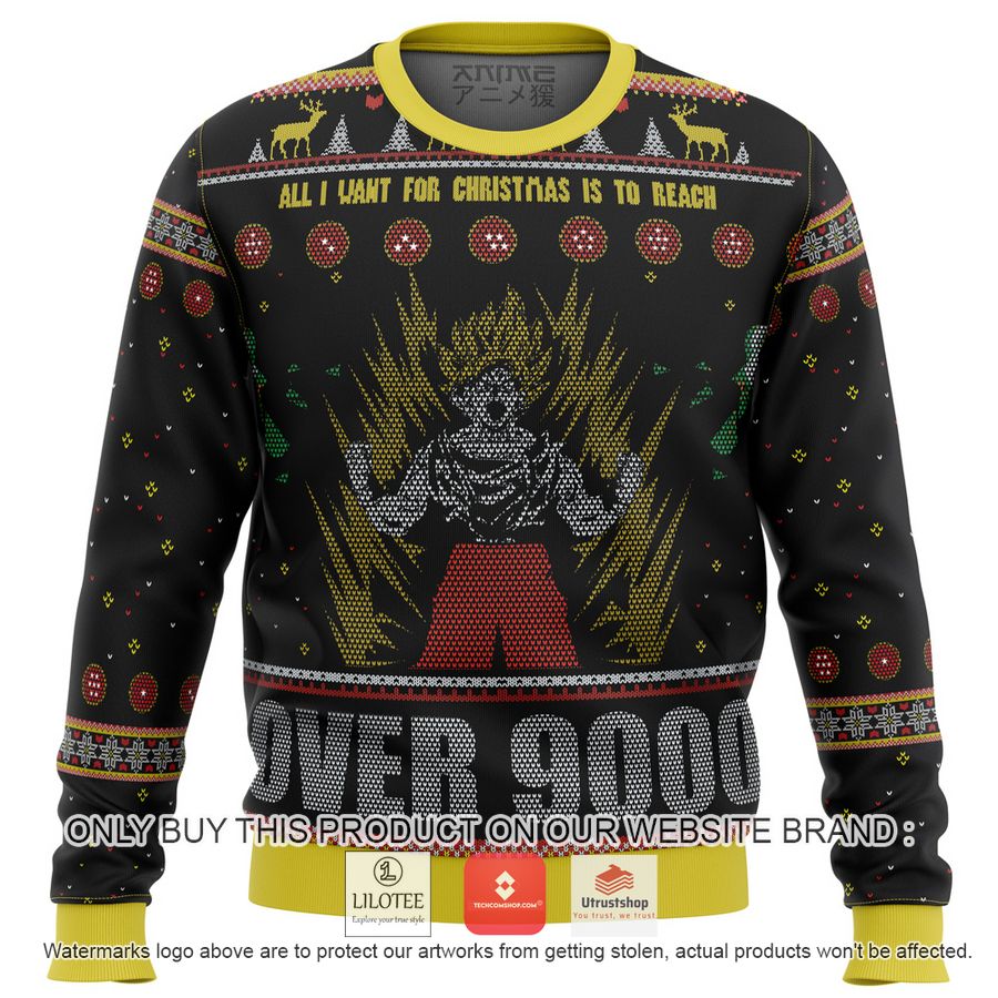 dragonball z goku over 9000 knitted wool sweater 1 88484
