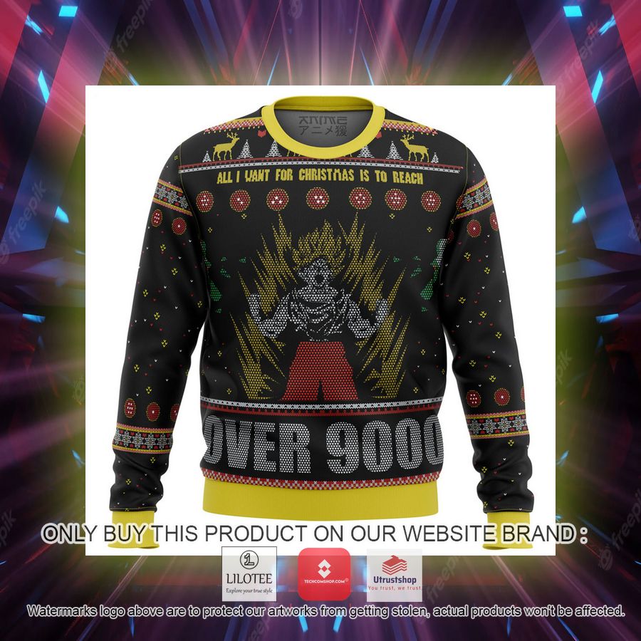 dragonball z goku over 9000 knitted wool sweater 2 24818