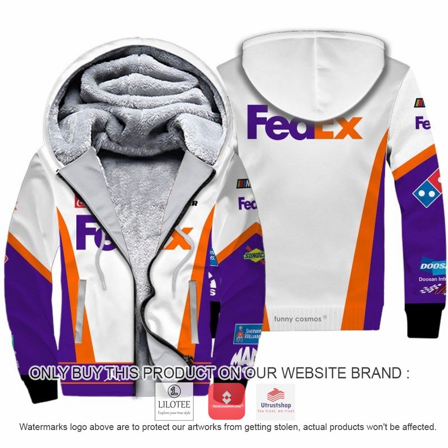 fedex denny hamlin racing fleece hoodie 1 85298