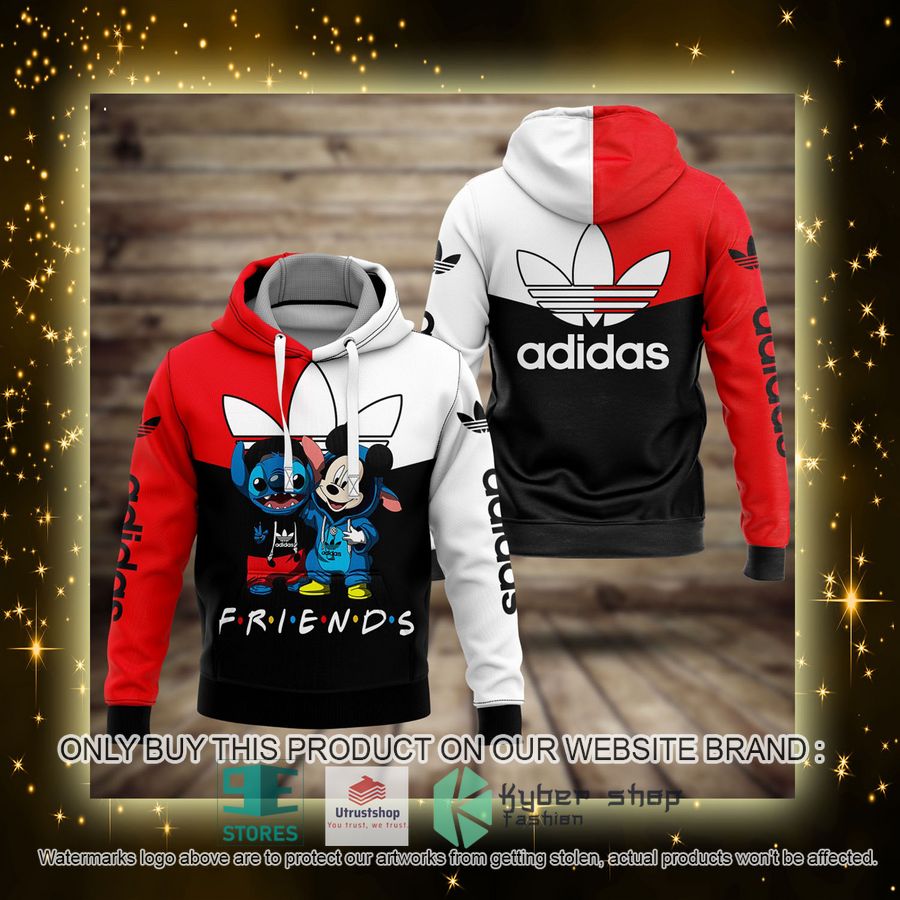 friends mickey mouse stitch adidas red white black 3d hoodie 4 15305