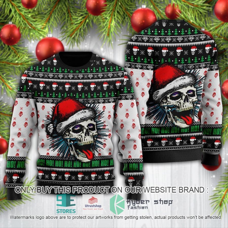 funny skull white black ugly christmas sweater 1 72868