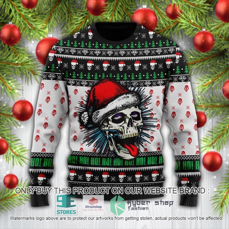 funny skull white black ugly christmas sweater 2 96237