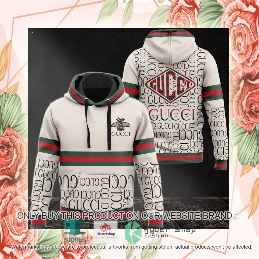 gucci bee white 3d hoodie 2 94107