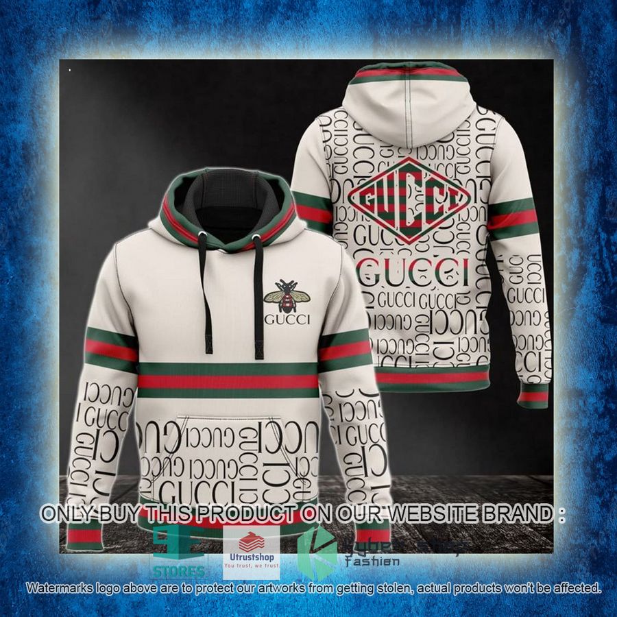 gucci bee white 3d hoodie 3 61347