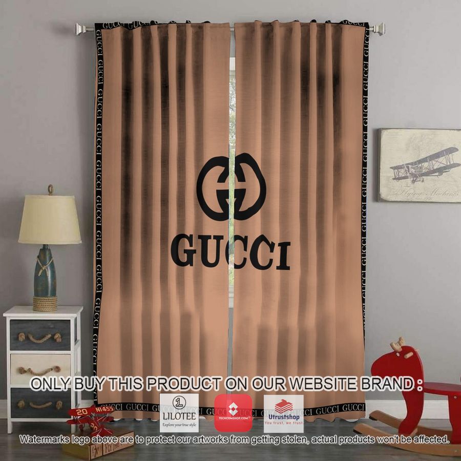gucci black logo brown windown curtain 1 83248