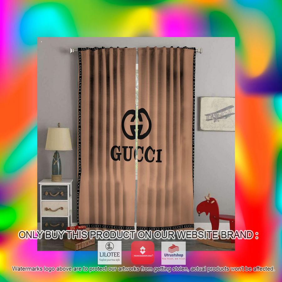 gucci black logo brown windown curtain 2 99858