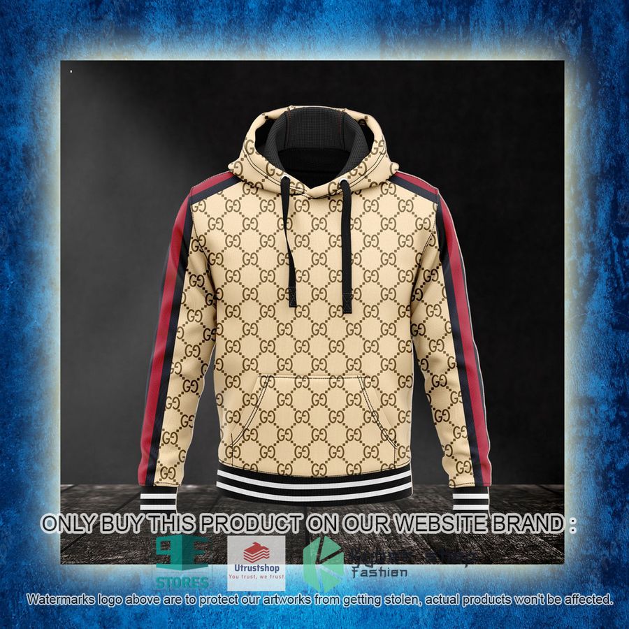 gucci brand khaki pattern 3d hoodie 3 9045