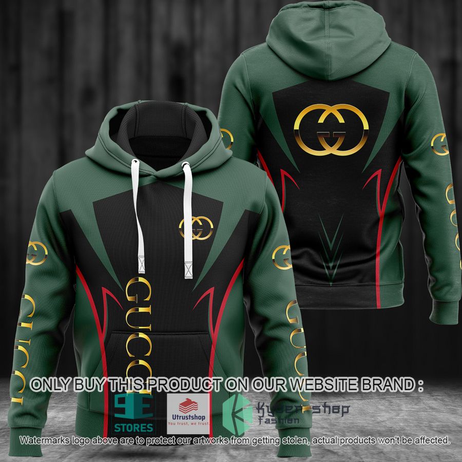 gucci brand logo green black 3d hoodie 1 56970
