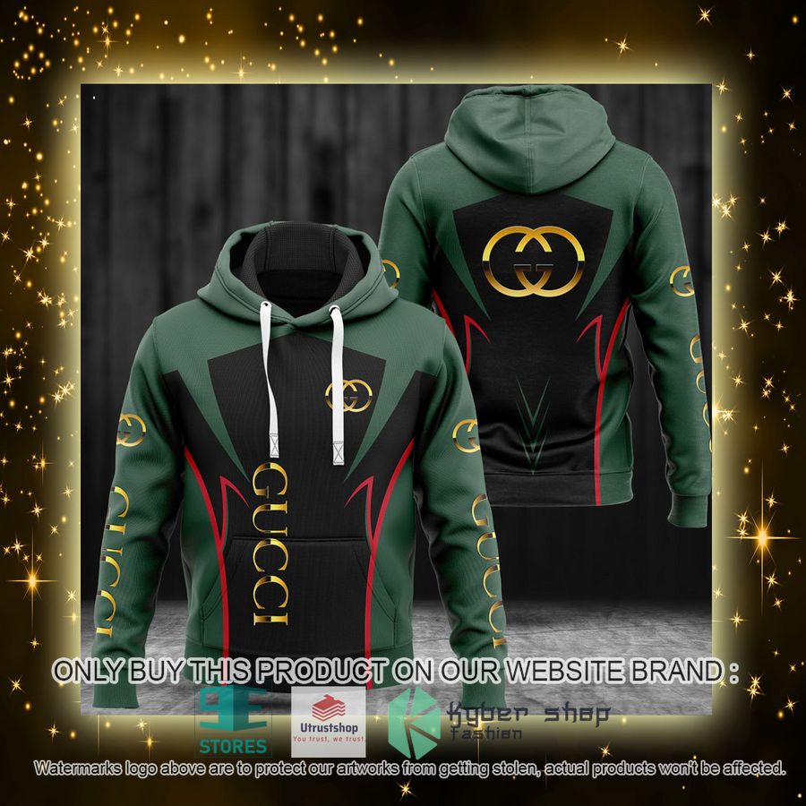 gucci brand logo green black 3d hoodie 4 46489