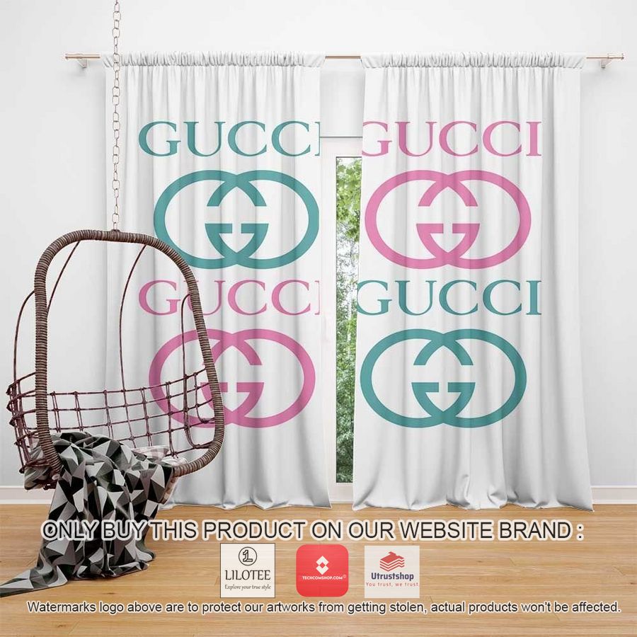 gucci color logo white windown curtain 1 74805
