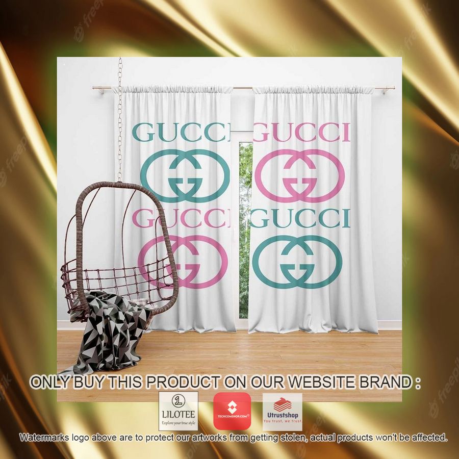 gucci color logo white windown curtain 4 569