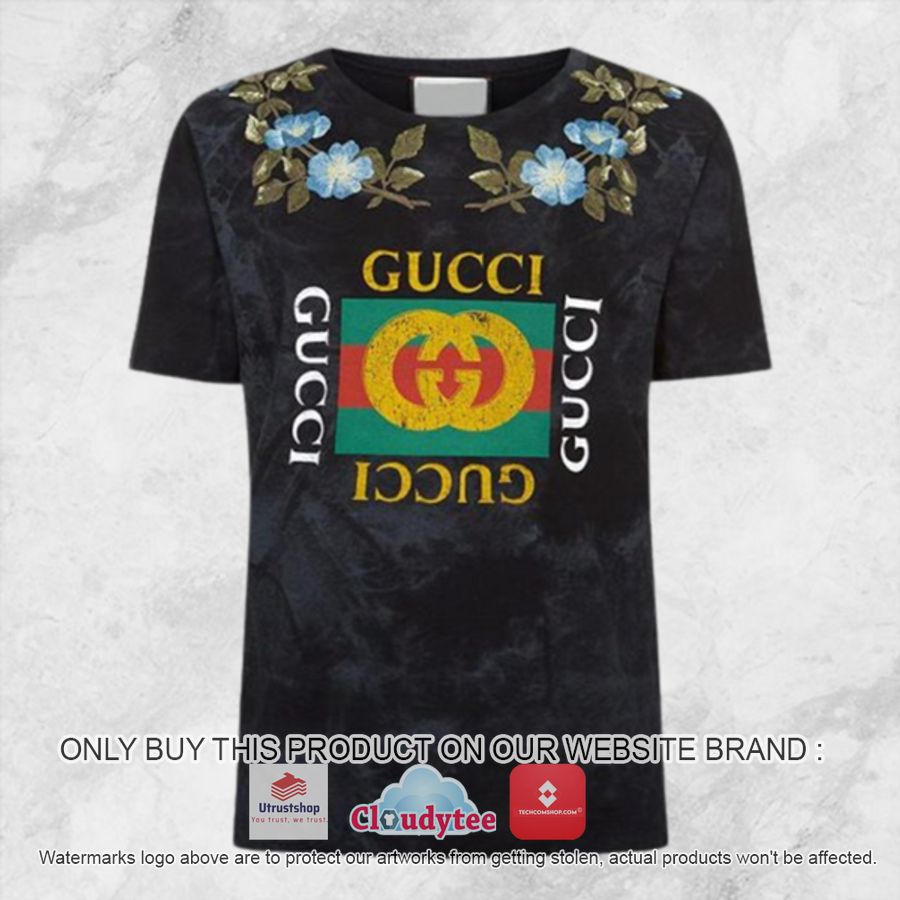 gucci gold logo floral pattern t shirt 1 77127