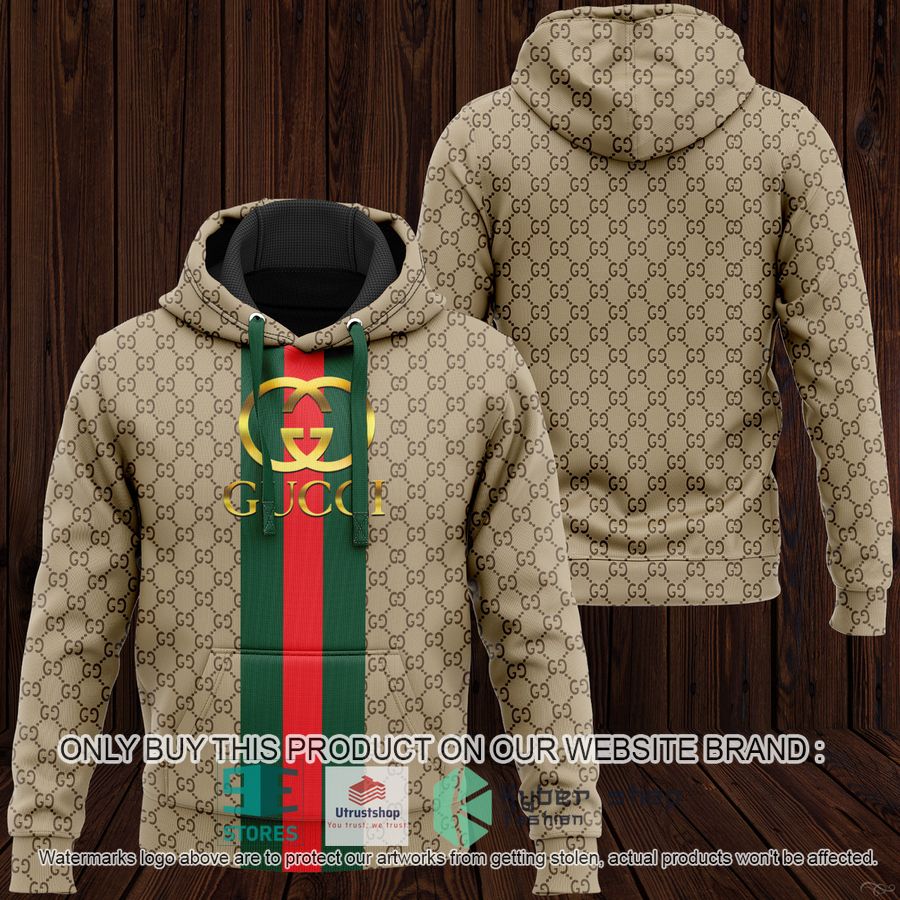 gucci khaki pattern 3d hoodie 1 88934