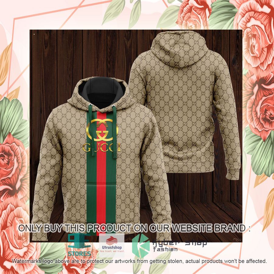 gucci khaki pattern 3d hoodie 2 57008