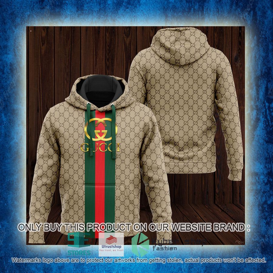 gucci khaki pattern 3d hoodie 3 68988