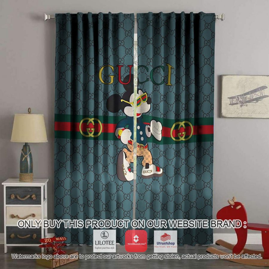 gucci mickey mouse moss green windown curtain 1 6660