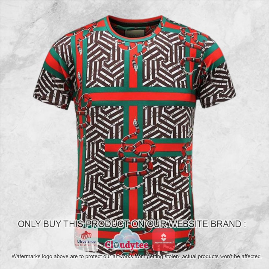 gucci red green line pattern t shirt 1 27477