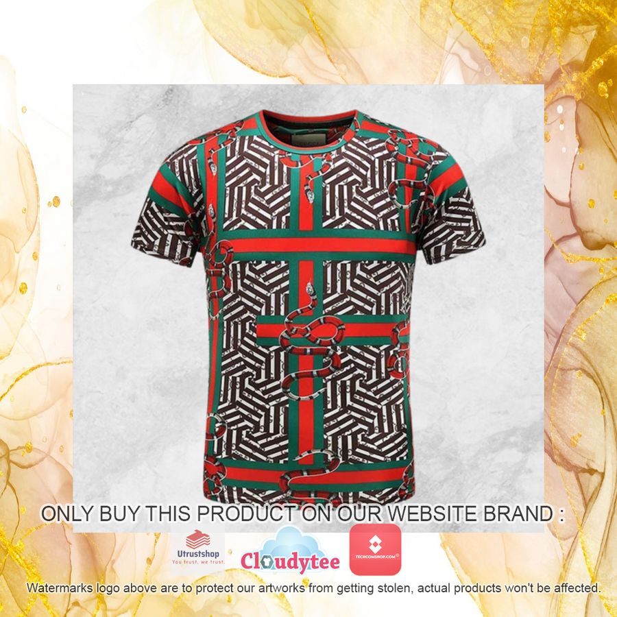 gucci red green line pattern t shirt 2 46515