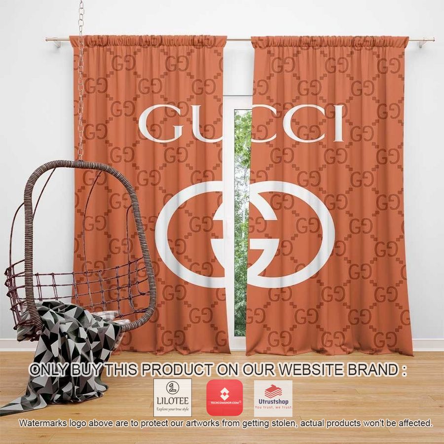 gucci white logo orange windown curtain 1 12134