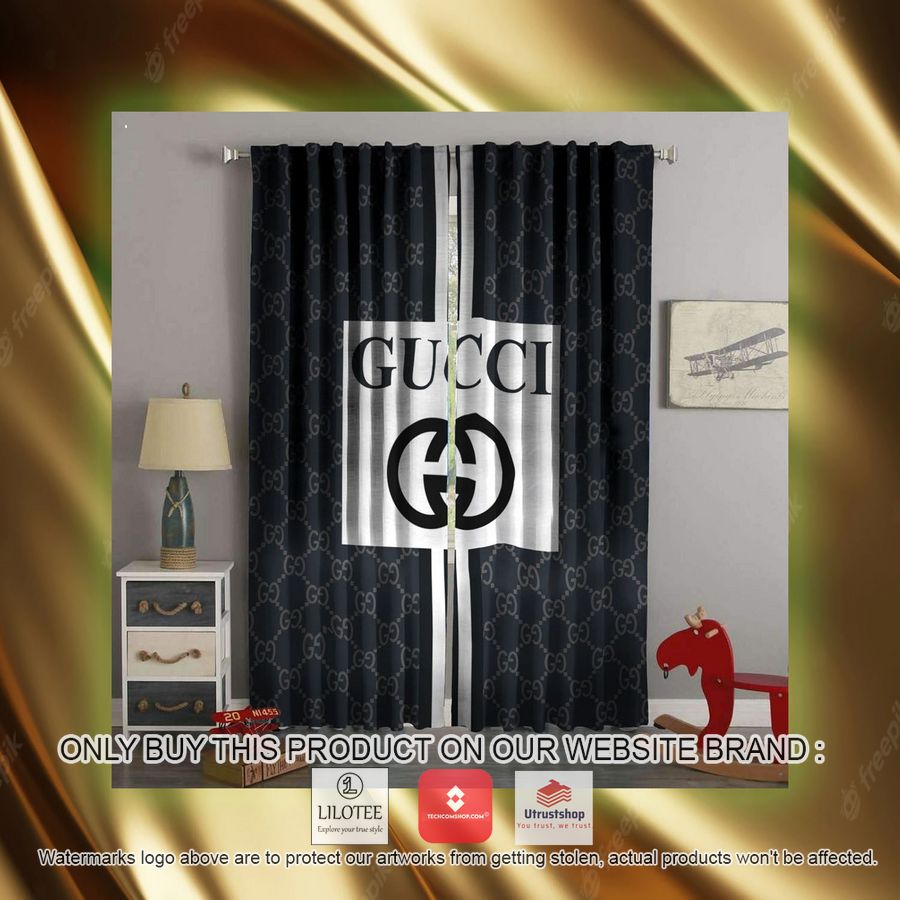 gucci white square pattern dark windown curtain 4 47197