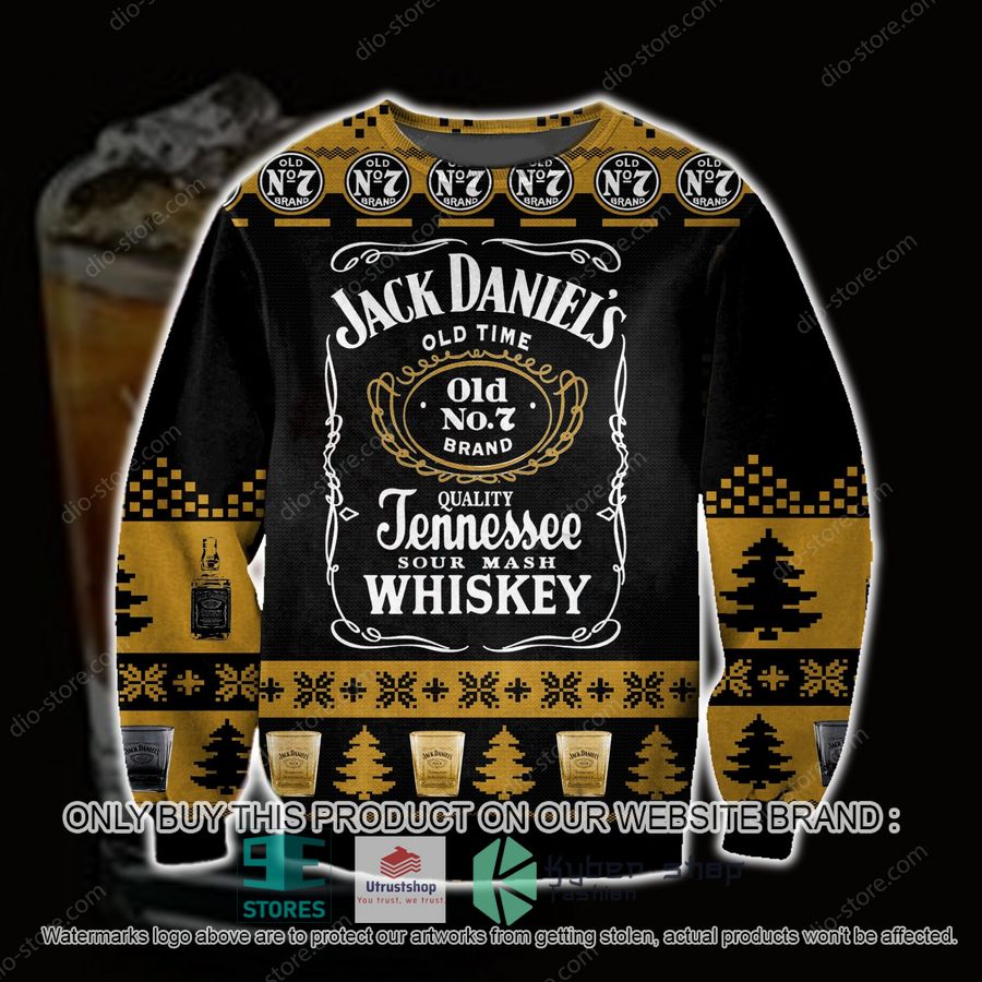 jack daniels tennessee whiskey black yellow knitted wool sweater 1 89276