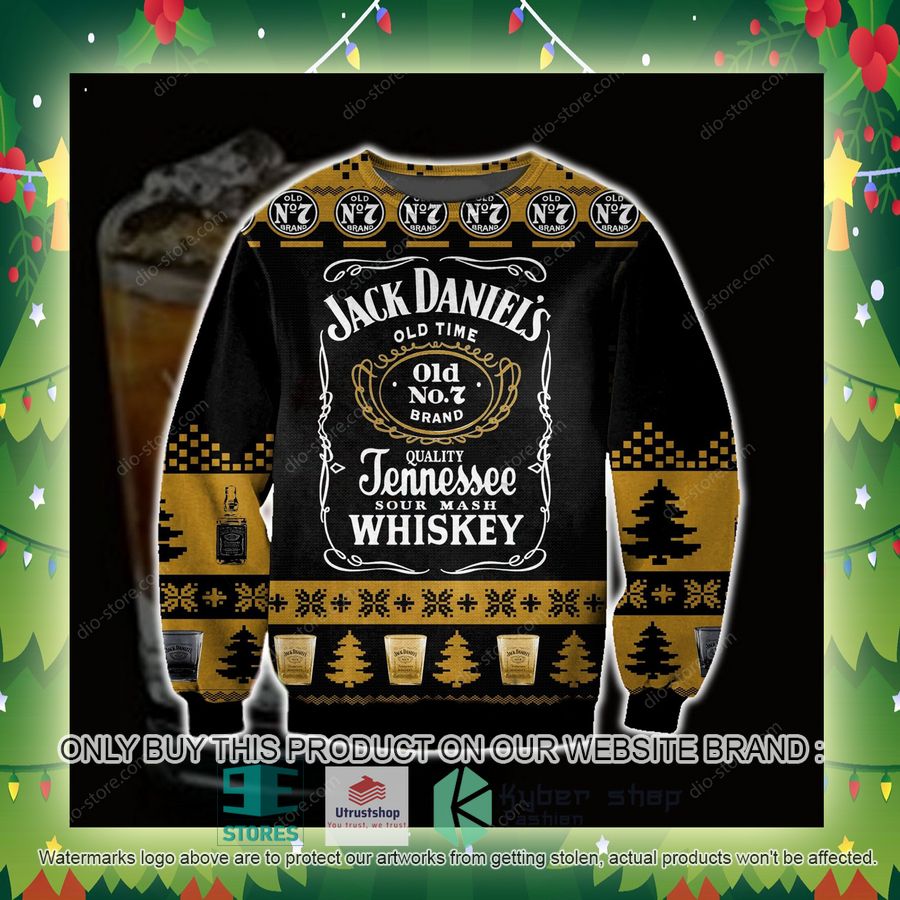 jack daniels tennessee whiskey black yellow knitted wool sweater 2 78730