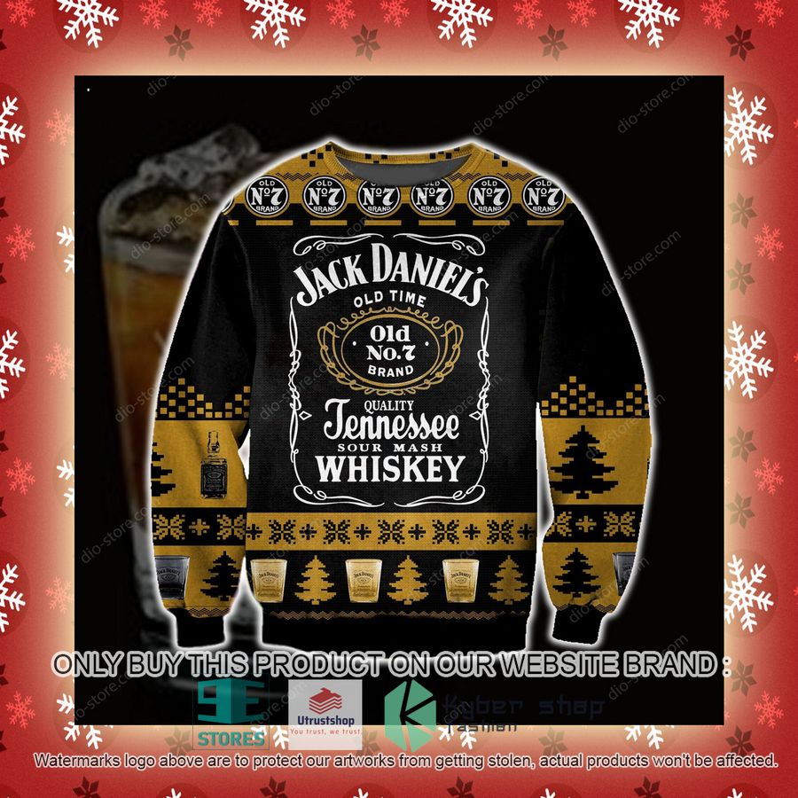 jack daniels tennessee whiskey black yellow knitted wool sweater 3 50183