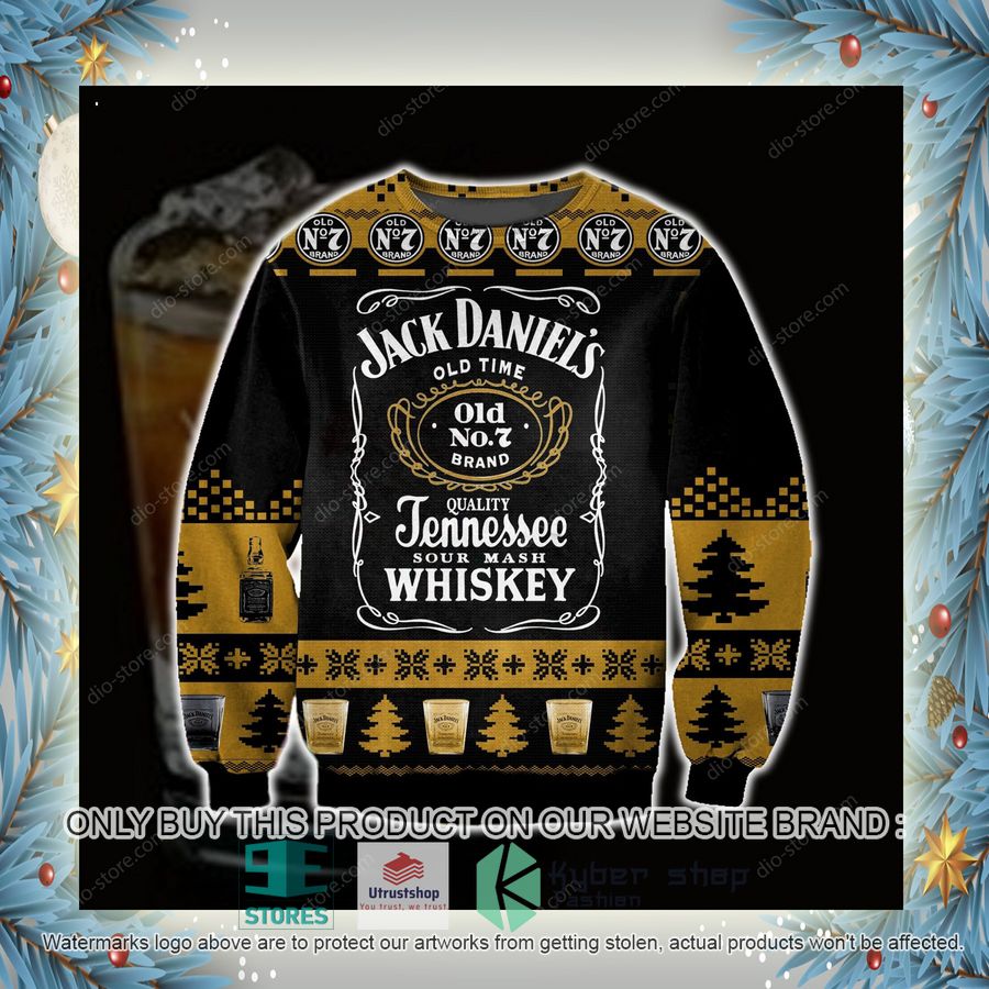 jack daniels tennessee whiskey black yellow knitted wool sweater 4 24828