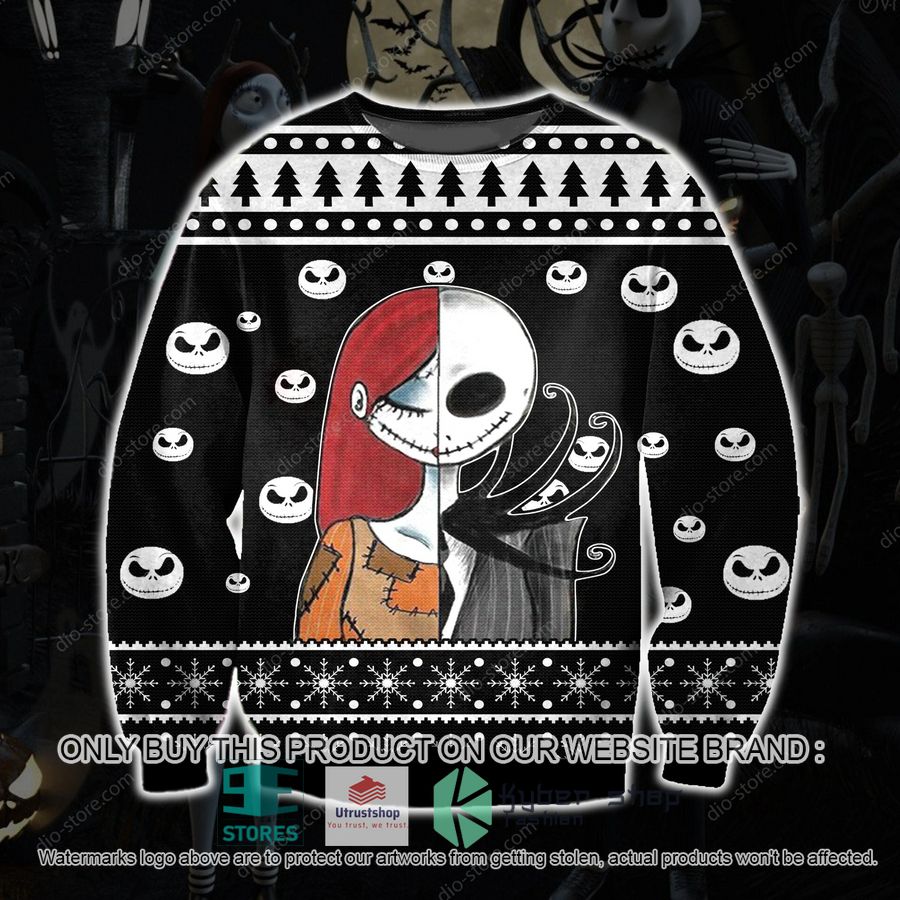 jack skellington and sally black knitted wool sweater 1 23369