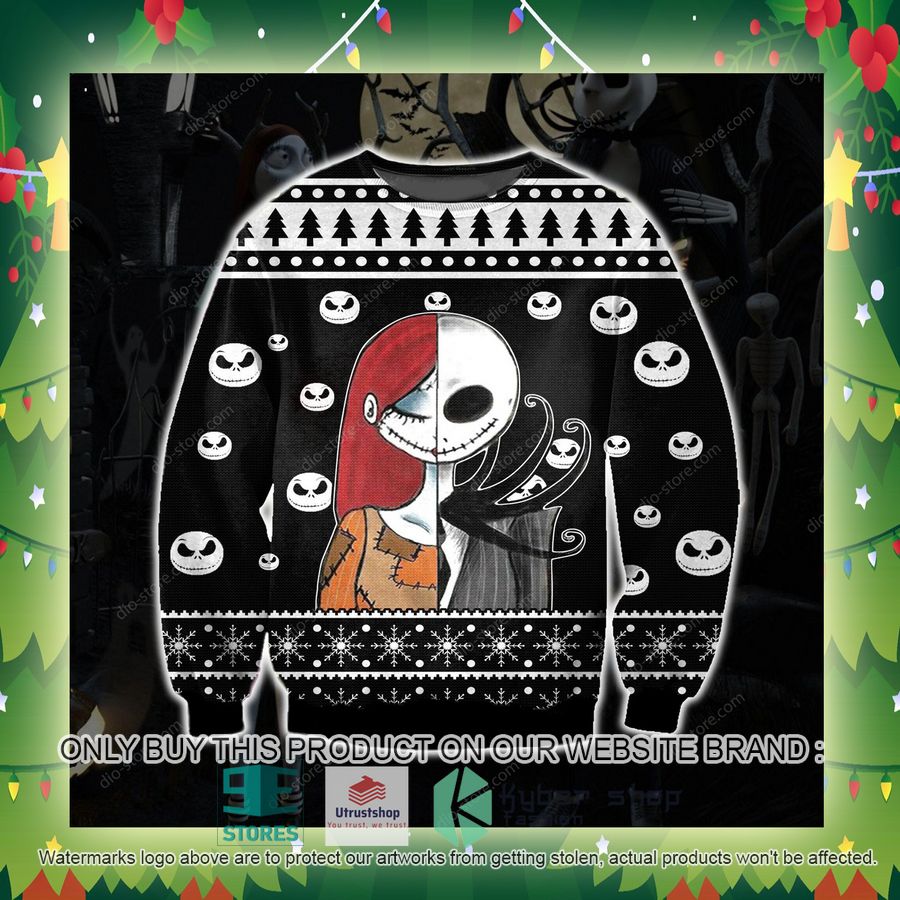 jack skellington and sally black knitted wool sweater 2 4318