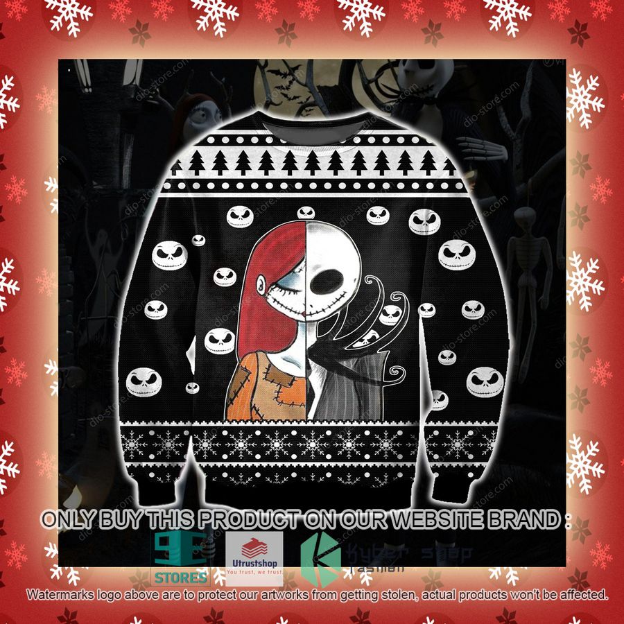 jack skellington and sally black knitted wool sweater 3 20740