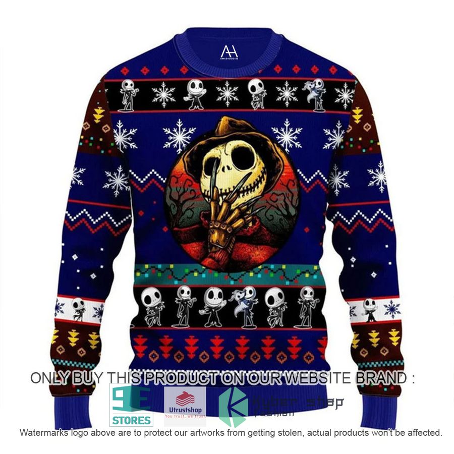 jack skellington blue ugly christmas sweater 1 46845