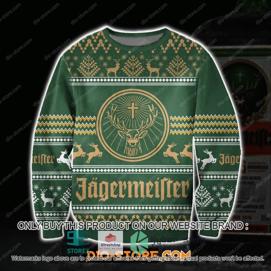 jagermeiste logo green knitted wool sweater 1 308