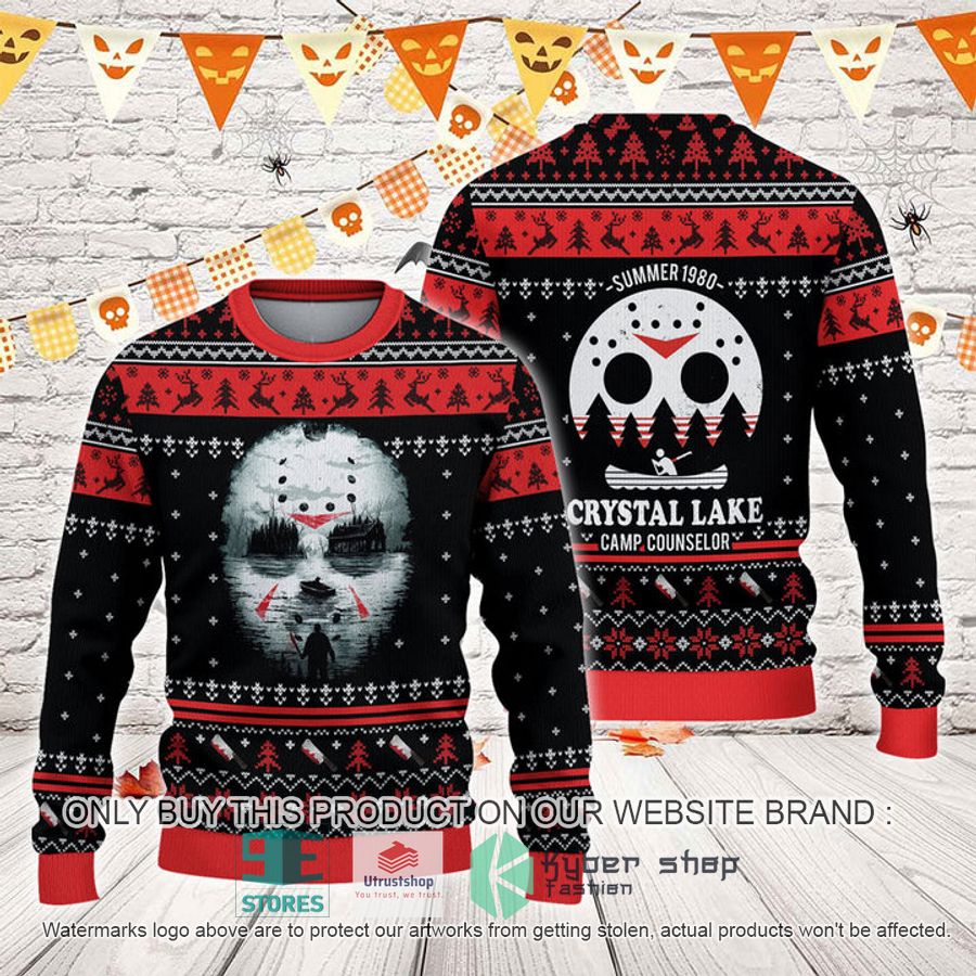jason voorhees crystal lake camp counselor ugly christmas sweater 1 76799