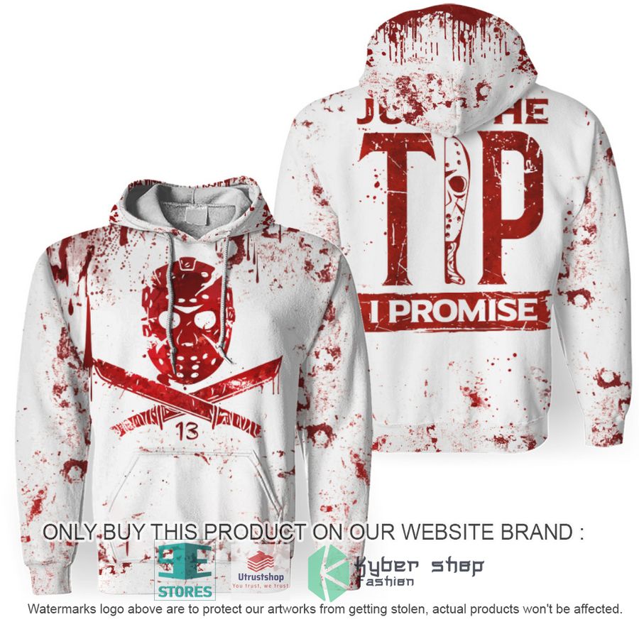 jason voorhees just the tip i promise white hoodie 1 29103