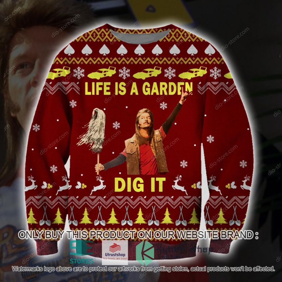 joe dirt life is a garden dig it knitted wool sweater 1 15630