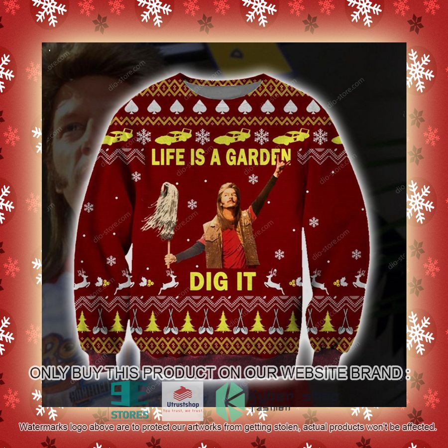 joe dirt life is a garden dig it knitted wool sweater 3 43093
