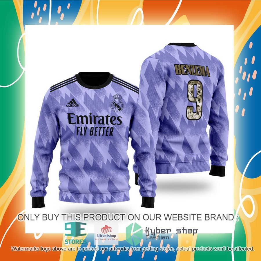 karim benzema 9 real madrid fc adidas purple sweater 2 26221